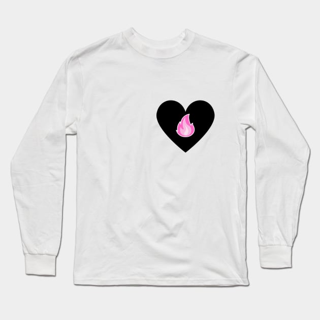 Fire Heart - Black and Pink Long Sleeve T-Shirt by Stitch's Puppy Games